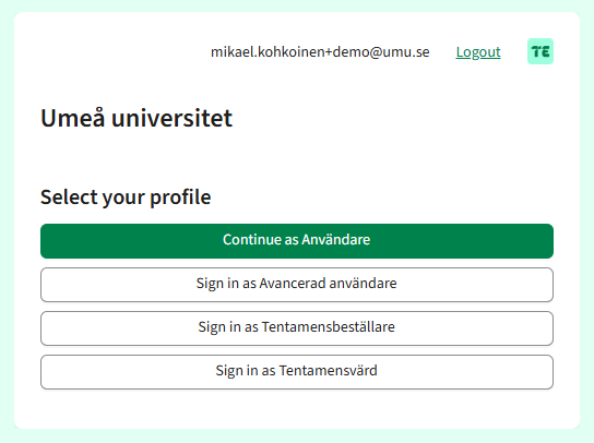 Välj användarprofil