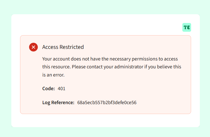 Access restricted med felkod 401