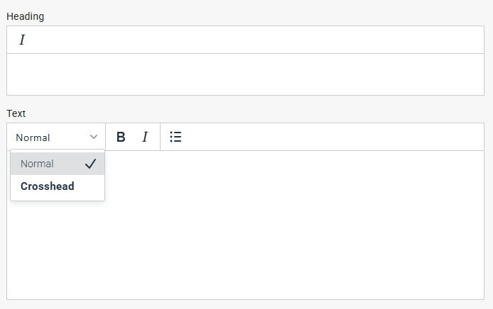Skärmbild på hur rubrik och text läggs in.